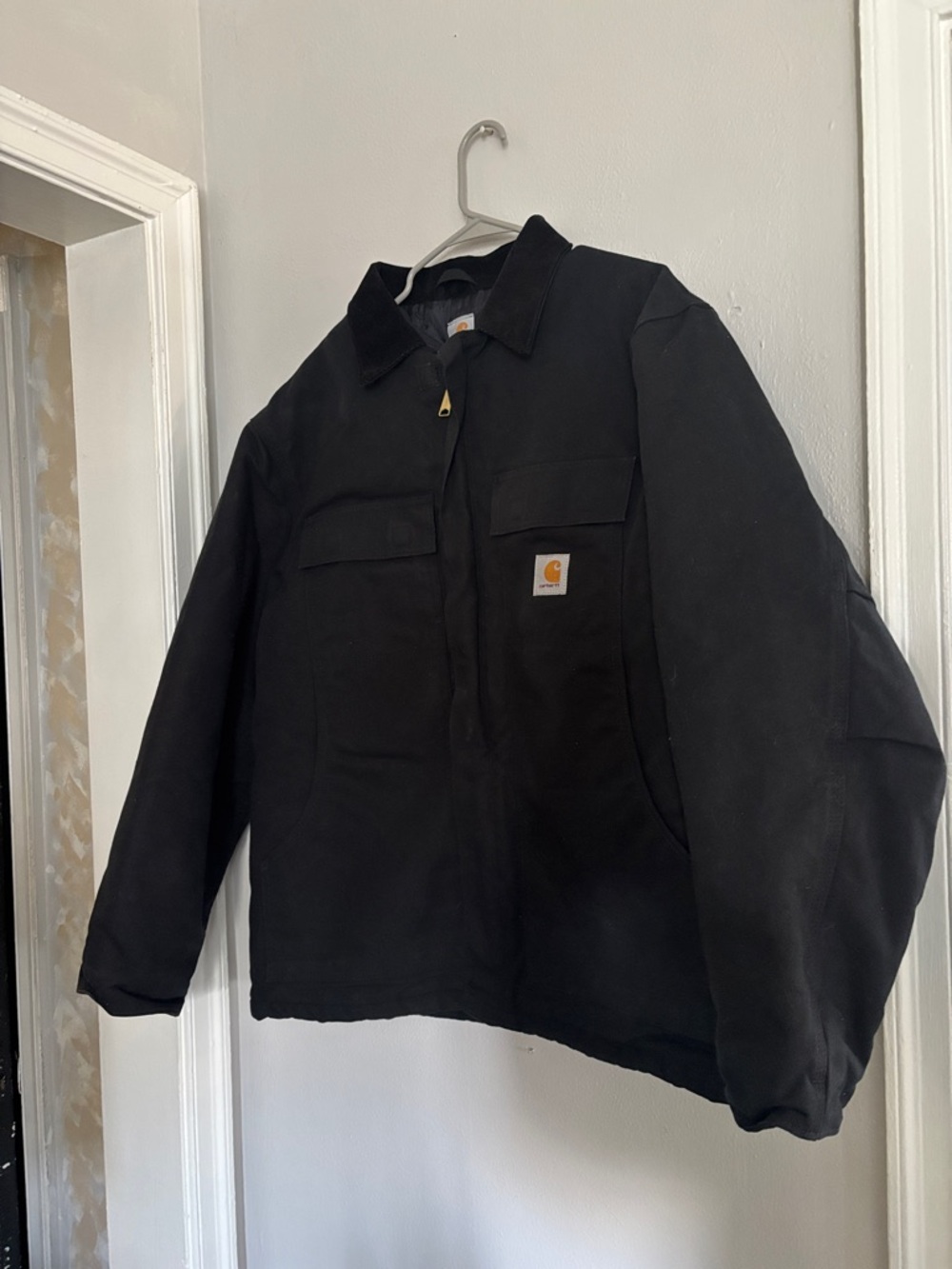 Carhartt Duck Black Canvas Work Jacket with Logo Patch